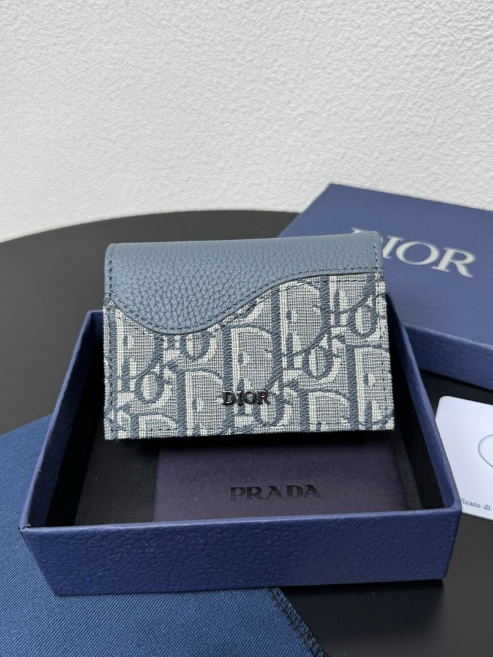 Dior. Saddle Logo Leather Card Holder